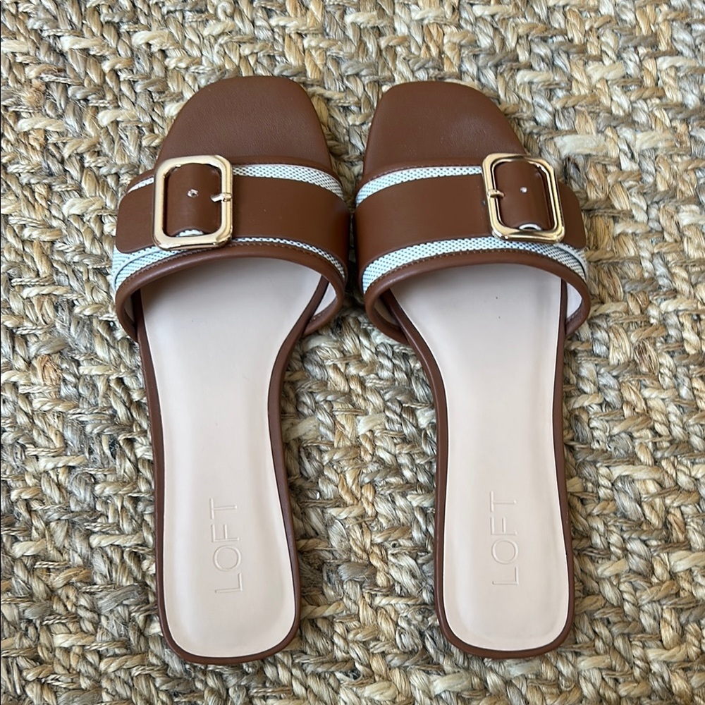 LOFT Brown Sandals with Buckle (Size 8)